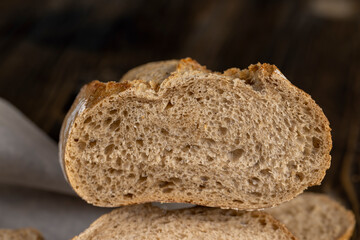 wheat flour bread in close-up