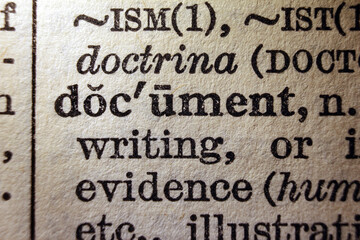 Word document on dictionary page, macro close-up