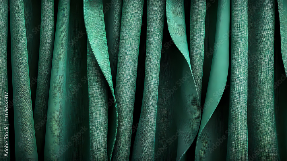 Wall mural green fabric texture as a background a row of green fabric pieces arranged in a row from left to rig