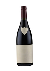 Red wine bottle with out name, bottle with label without name grapes graphic design on the label.