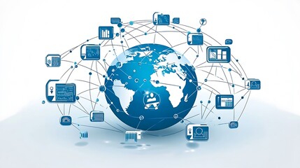 A digital representation of a global network connecting various data points and devices.