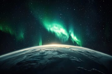 Fototapeta premium Spectacular aurora borealis earth’s atmosphere nature cosmic environment aerial view celestial beauty