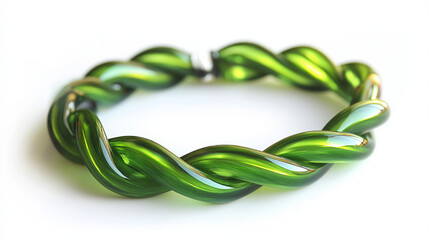 Naklejka premium acid green bracelet isolated on blurred gold background