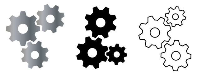 Set of wheel gears isolated on transparent or white background, vector illustration.