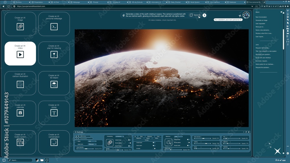 Poster ai software turning text prompt into video of earth rotating in space. text to video artificial inte