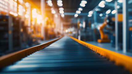 Empty Conveyor Belt in Modern Factory with Advanced Machinery