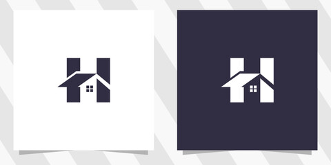 letter h with home logo design vector