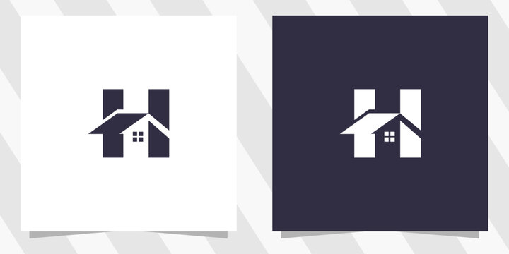 letter h with home logo design vector