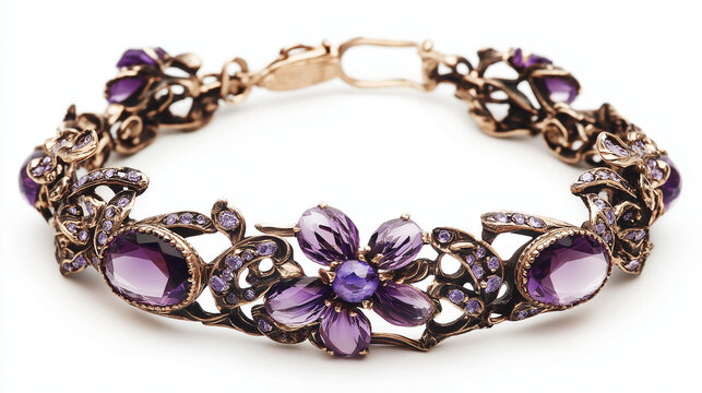 violet and silver bracelet isolated on white background - Powered by Adobe