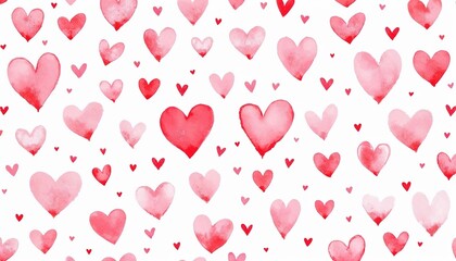 Watercolor floral heart pattern &ndash; Delicate pattern of heart shapes made from tiny flowers in pink and red