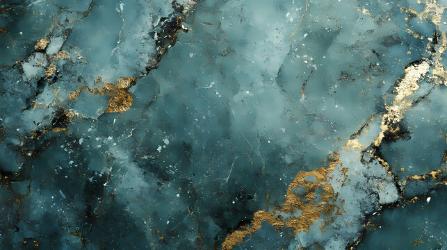 Vintage celadon green marble and concrete texture background with accents of gold and turquoise. Celadon. Illustration