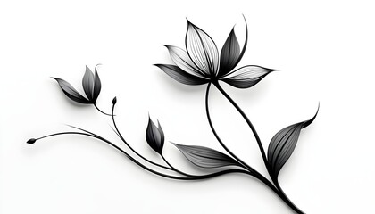 elegant black flower in flowing design, ideal for book covers and magazine layouts