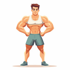 Healthy Lifestyle Cartoon Man Design Bodybuilding
