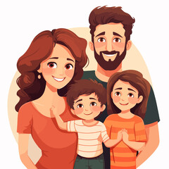 Happy Family Illustration on White Background