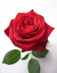 Fototapeta premium Fresh Red Rose flower isolated white