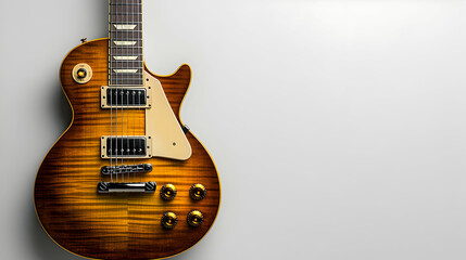 Fototapeta premium A Classic Electric Guitar with Sunburst Finish Shown Against a White Background