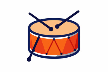 Drum and drum stick white background vector art illustration