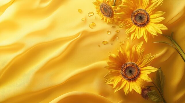 Yellow Template Featuring Sunflowers and Surreal Fabric Effect
