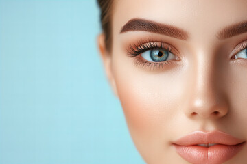 Young Woman Showcasing Smooth, Healthy Skin with Minimalist Makeup for Fresh, Radiant Skincare and Natural Beauty Promotion