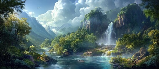 Stunning view of a serene landscape with vibrant colors and natural beauty showcasing the tranquility of nature in a breathtaking scene