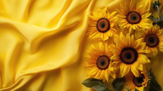 Yellow Template Featuring Sunflowers and Surreal Fabric Effect