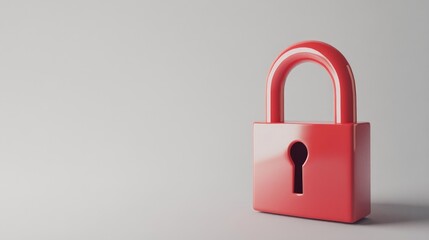 Red padlock illustration on a gray and white background vector design