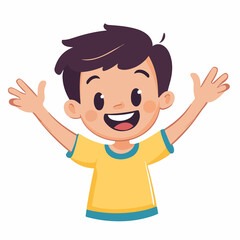 Happy Little Boy Icon - Vector Illustration on White Background