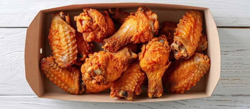 Crispy Fried Chicken Wings in a Paper Box