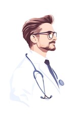 Fototapeta premium Doctor, nurse illustration in white gown Q version style cute,generation AI