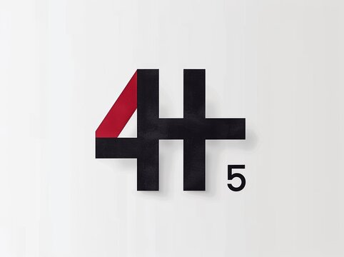 Minimalistic 4H 05 Logo, Simple Lines, Flat Colors, Black and Red, Vector Illustration, Digital Art