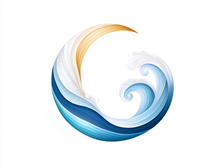 Naklejka premium Abstract Wave Design with Flowing Blue and Gold Curves on White Background