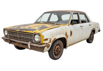Vintage Rusty Classic Car on Transparent Background