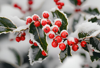 Holly Bush Covered in Snow and Frost, 4K