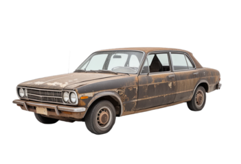 Old Rusty Car on Transparent Background