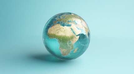 Fototapeta premium Globe illustration showcasing continents with oceans and grid lines