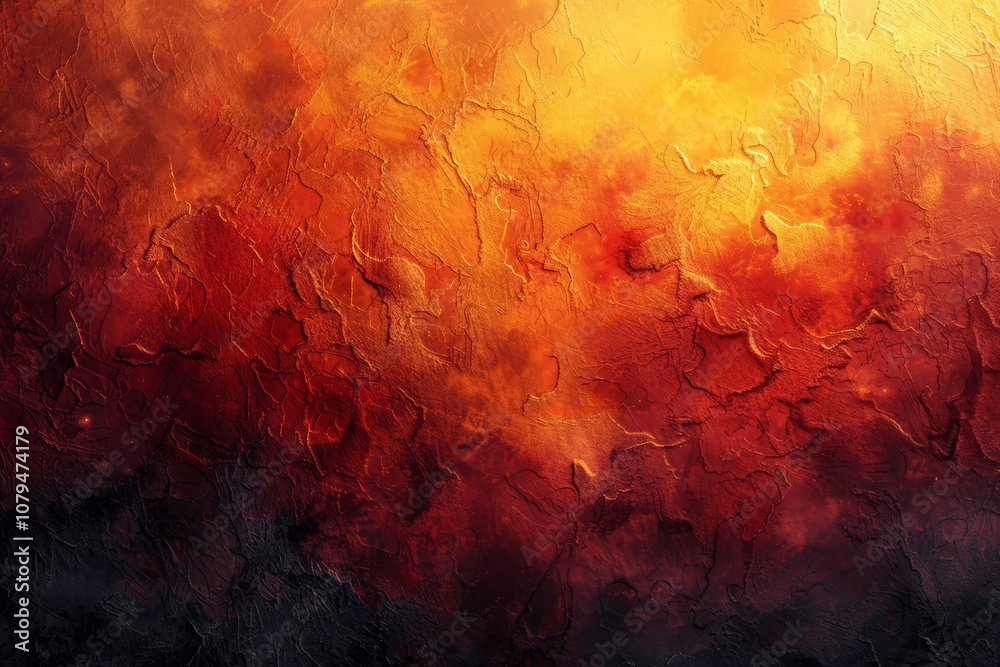 Poster Fiery Orange Yellow Abstract Background with Gradient and Grainy Texture