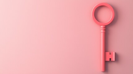 Freedom of Choice Abortion Concept. A minimalist image of a vibrant pink key against a soft pink background, symbolizing access and opportunity.