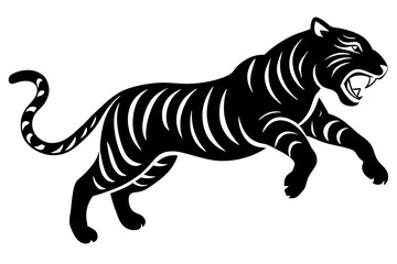 A jumping roaring tiger isolated on white background vector art illustration