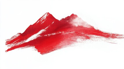 Abstract red mountain design on a white isolated background.