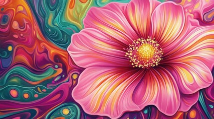 Obraz premium Vibrant abstract art featuring a detailed pink flower design