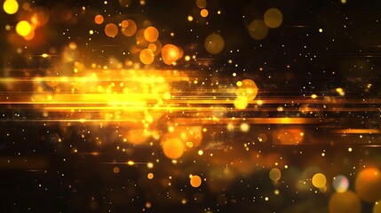 Obraz premium A vibrant abstract background featuring glowing golden particles and light streaks.