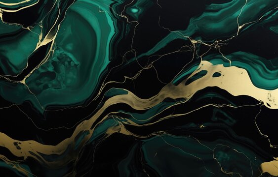 green and gold, black marble, agat, luxury background, abstract