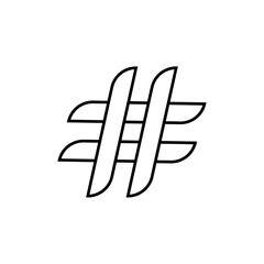 Hashtag Icon Single Thin line vector art set