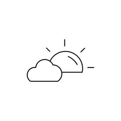 Partially Cloudy Icon Single Thin line vector art set