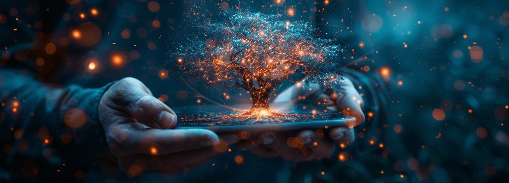 Businessman leveraging AI technology for enhanced customer experience and competitive edge in digital marketing and global business