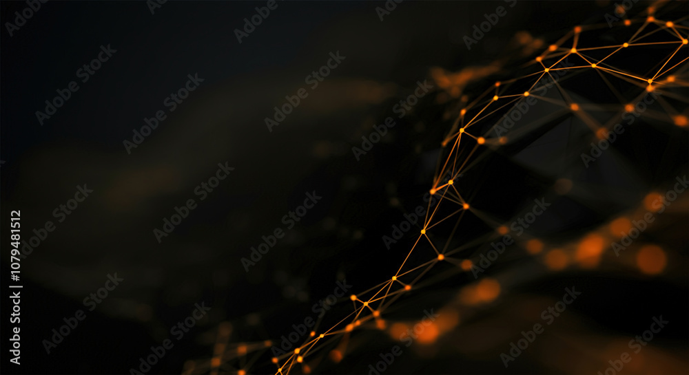 Fototapete a wave of connecting lines and dots. the concept of big data and technology. abstract background wit