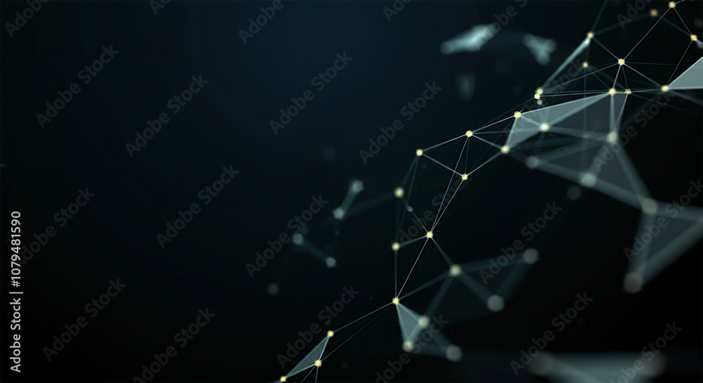 Poster template for science and technology presentation. plexus style background.