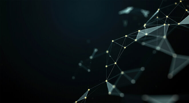 Template for science and technology presentation. Plexus style background.