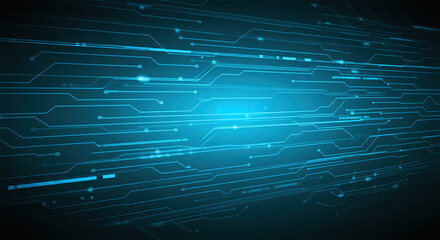 Abstract lines and dots connect the design on a blue color background vector. digital data and big data concept.