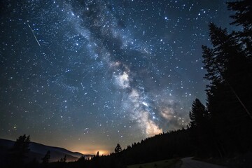 Darkness with twinkling stars above the sky, heavenly scene, galaxy